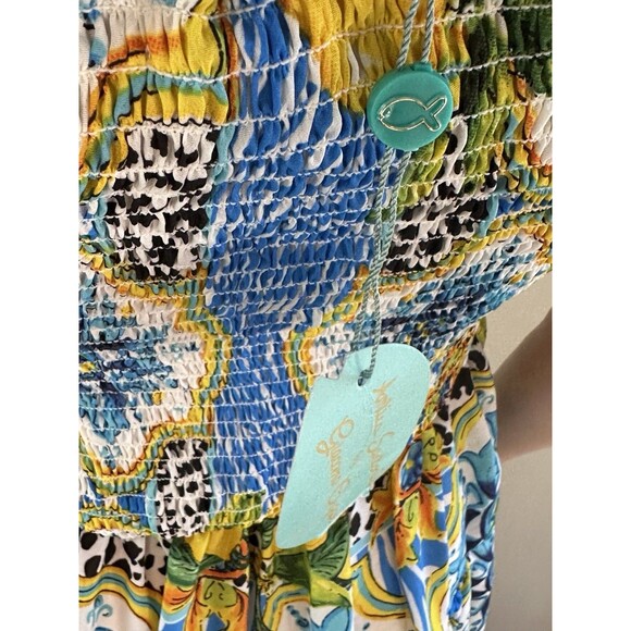 ANTICA SARTORIA by GIACOMO CINQUE LONG DRESS SMOCKED TOP  NWT O/S POSITANO BEACH - Picture 8 of 15